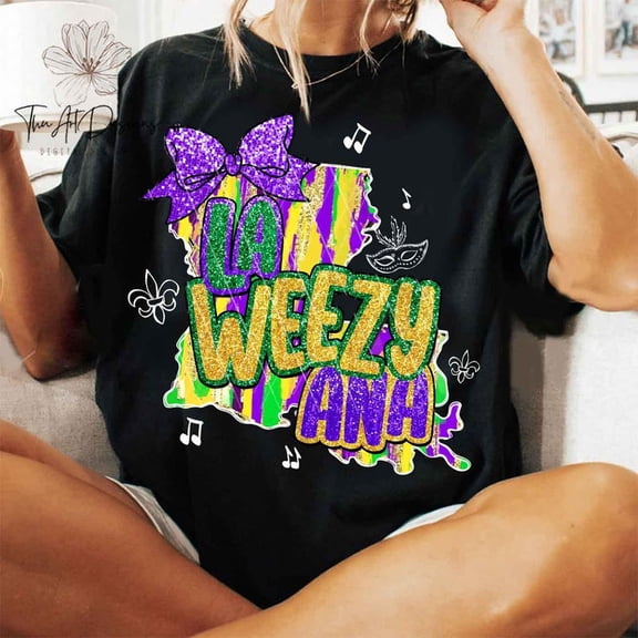 Nodb La Weezy Ana Mardi Gras Shirt, Mardi Gras Louisiana Map, Mardi Gras Shirt BLACK S-5XL