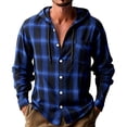 thumbnail image 6 of Breezora Men's Long Sleeve Shirt Plaid Flannel Casual Button Down Hooded Jacket Outdoor Hiking Camping Utility Shacket with Pockets XXL Size Dark Blue, 6 of 6