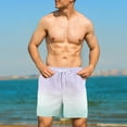 thumbnail image 3 of HOOMEUMY Men's Summer Beach Shorts Quick Dry Swim Trunks with Pockets Drawstring Elastic Waist Gradient Color Bathing Suits Purple S, 3 of 8