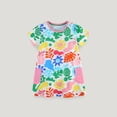 thumbnail image 2 of Utoimkio Clearance Toddler Girls Party Dress Floral Print Short Sleeve Princess Dress Summer Outfits Clothes Size 2-7Y, 2 of 6