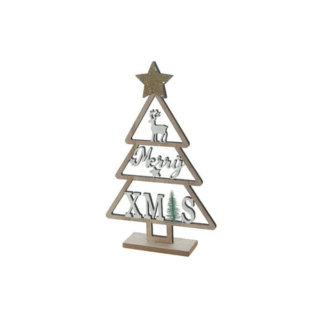 Maison Concepts Tabletop Wooden Merry Christmas Tree Stand - 7.87 L x 1.97 W x 12.6 H