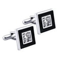 thumbnail image 3 of 2 pares de gemelos de cristal de latón para hombre, gemelos de joyería cuadrados, de moda para fiestas y festivales Hugo Rectángulo Mens CuffLinks, 3 of 10