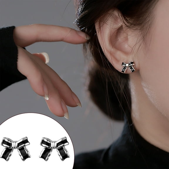 KeirineCC 925 Silver Needle Delicate Dainty Simple Tiny Bow Tie Ribbon Stud Earrings Handmade Sweet Bowknot Earrings For Women Teens(Earrings)