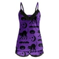 thumbnail image 3 of Hpapadks Halloween Womens Pajamas Set Cute Graphic Spaghetti Strap Camisole Tops and Shorts 2 Piece Sleepwear Sexy Pjs Sets for Women Purple, 3 of 6