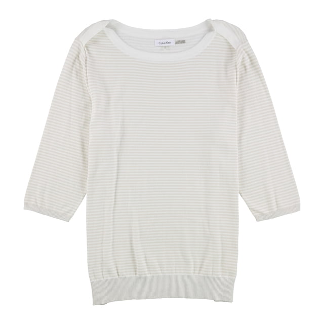Suéter de punto a rayas Calvin Klein para mujer extragrande blanco