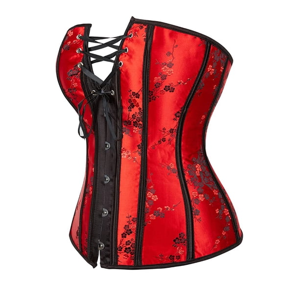 Gothic Bridal Rockabilly Party Bustiers Corset for Women Red XXS
