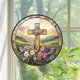 thumbnail image 5 of Atrapasueños de Flores, Vitral de Imitación, Colgante de Ventana, Arte de Pared de Cristo, Versículo Bíblico Religioso, Regalo, 5 of 6
