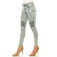 thumbnail image 4 of Women's Distressed Moto Jeans, Acid Wash Denim, Frayed Hem, Ribbed Knee Panels-ED19030-SB, 4 of 5