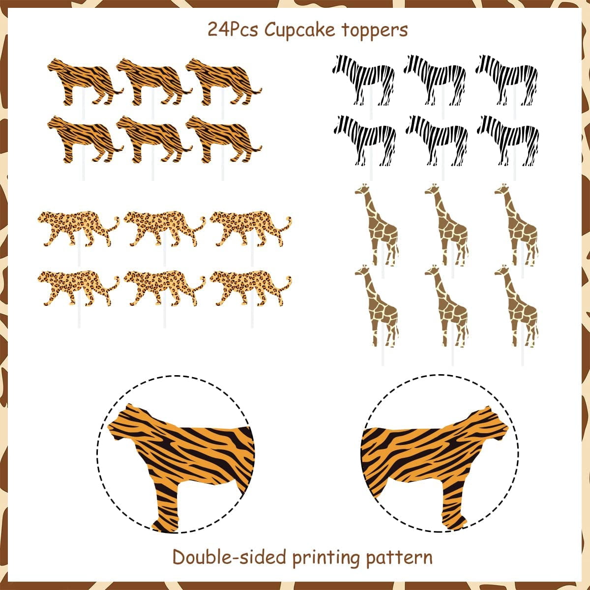 Young Wild & Three Cake Topper Jungle Animals Cupcake Toppers, Safari  Jungle Animal Print Happy 3rd Birthday Cake Decor, Third Birthday Party  Decorations 25 Pack - Walmart.com
