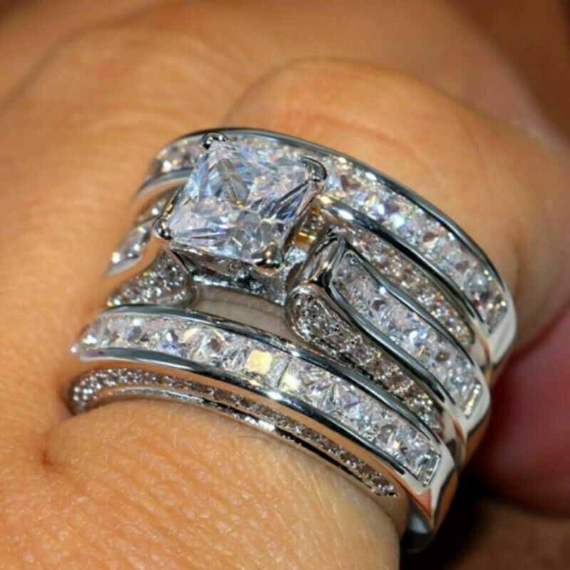 White Round Diamond Ring White Gold Ring 4769 925 Sterling Silver Ring Wedding Ring Moissanite Ring Pave Set Ring Lab Diamond Ring