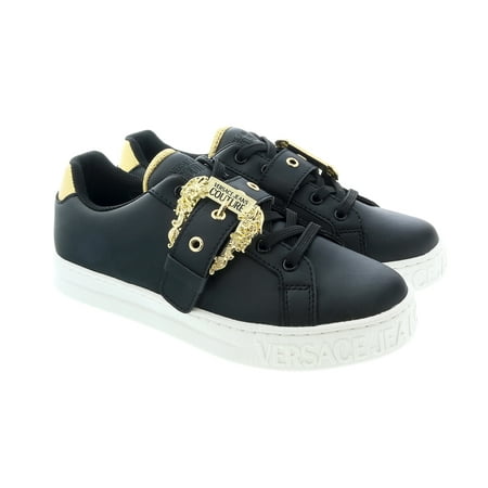 

Versace Jeans Couture Black Baroque Buckle Fashion Lace Up Sneakers-9 for Womens