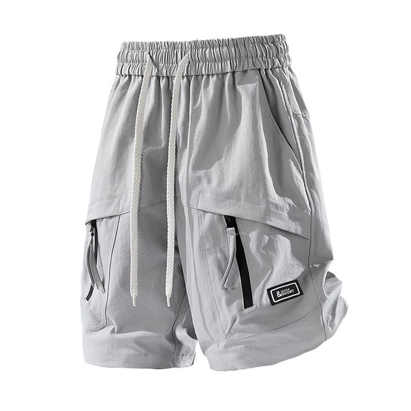 successthop Cargo Shorts for Men Big and Tall Drawstring Bottoms Straight Shorts Summer Vacation Clothes with Pockets