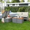 thumbnail image 4 of Devoko Outdoor Daybed Set Multifunctional Patio Day Bed Rattan Lounge Bed with 2 Side Tables for Backyard Porch Poolside Lawn Beach (Beige White), 4 of 7