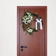 thumbnail image 4 of Round Easter Door Wreath with Cross with leaf decor DIY Easter Front wreath Burlap Home Front Door Decor Rustic, 4 of 8