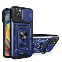 Dteck Case For iPhone 14,Shockproof Rugged Rubber Case Slide Camera Cover Magnetic Ring Holder Kickstand Cover for iPhone 14 6.1-inch,Blue