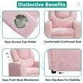 thumbnail image 5 of YSNW Push Back Kids Recliner Chair with Footrest & Cup Holders, Push Back Toddler Recliner with Cup Holder,Chenille Kids' Recliners for Age 3+,Pink, 5 of 11