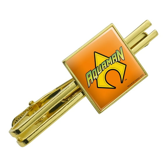 Aquaman Logo Square Tie Bar Clip Clasp Tack- Silver or Gold