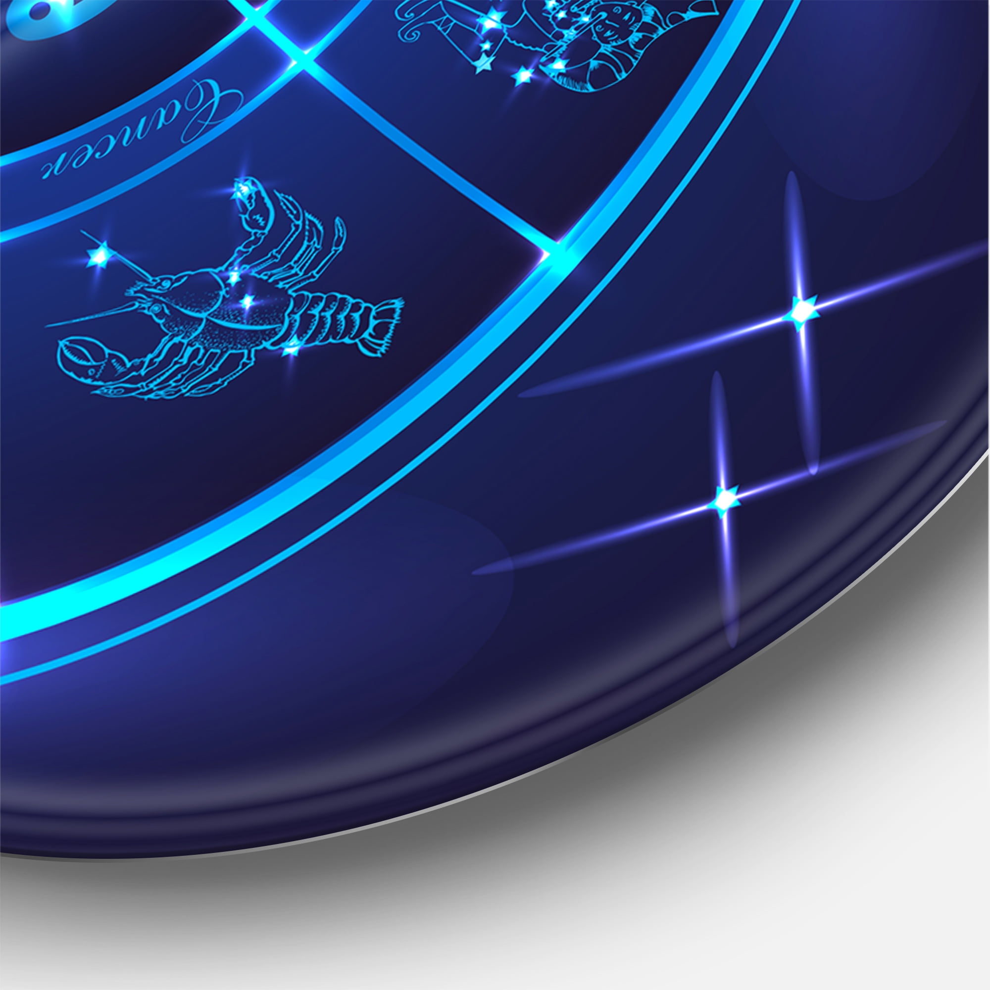 Designart 'Zodiac Signs With Neon Deep Blue Horoscope Circle Designart 'Zodiac Signs With Neon Deep Blue Horoscope Circle