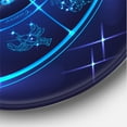 thumbnail image 3 of Designart 'Zodiac Signs With Neon Deep Blue Horoscope Circle' Modern Circle Metal Wall Art 29x29 - Disc of 29, 3 of 5