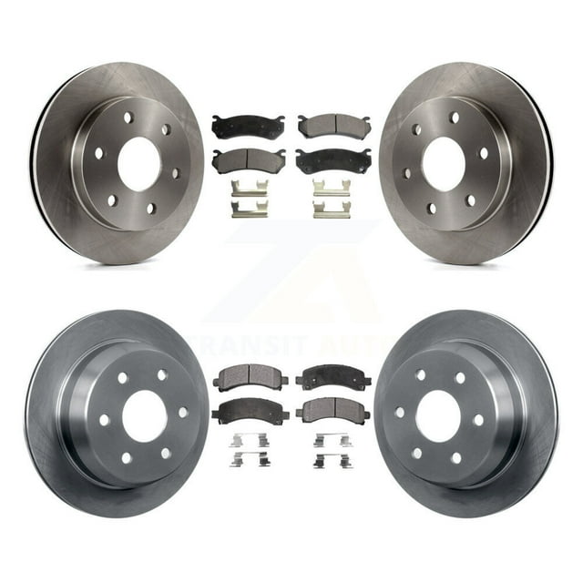 Transit Auto Front Rear Disc Brake Rotors and Ceramic Pads Kit for Car 2002 Chevrolet Avalanche 1500 with Single Piston Caliper 325mm Diameter Rotor K8T-100779