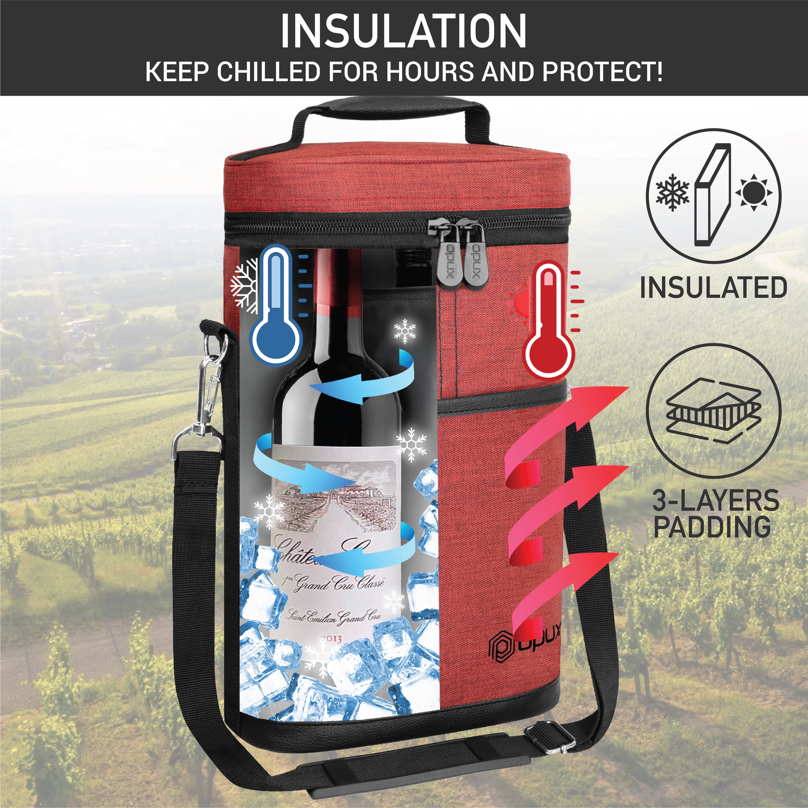 Wine Cooler Carrier 12-bottles with Individual Insulated and
