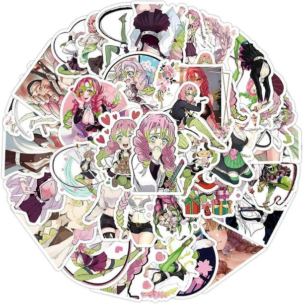 50pcs Kanroji Mitsuri Stickers for Laptop, Cute Anime Girl Stickers for Teens, Kawaii Cartoon Waterproof Vinyl Decals for Water Bottles Phone Notebook