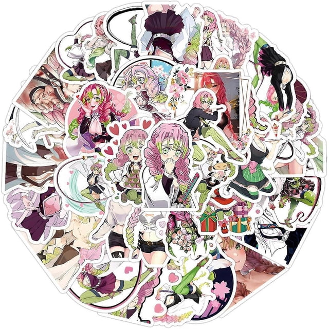 50pcs Kanroji Mitsuri Stickers for Laptop, Cute Anime Girl Stickers for Teens, Kawaii Cartoon Waterproof Vinyl Decals for Water Bottles Phone Notebook