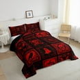 thumbnail image 3 of Manfei Damask Print Full Size Comforter Sets,Gothic Skeleton Bats Bedding Comforter Set,Red Black Bedding Sets,Microfiber Bedroom Decor Reversible,3 Pieces, 3 of 8