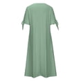 thumbnail image 5 of Xaqiouau Women's Eyelet Embroidered Keyhole Neck Cold Shoulder Tie Sleeve Loose Midi Dress with Pockets Casual Summer Beach Sundress, 5 of 6