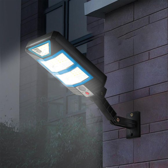 Feltree Lampadaire Solaire à Haute Luminosité avec Capteur de Mouvement Sans Fil, Batterie 1800mAh pour Sécurité d'Entrée/jardin, Lampe Murale Étanche IP65, Montage Facile sur Poteau/mur
