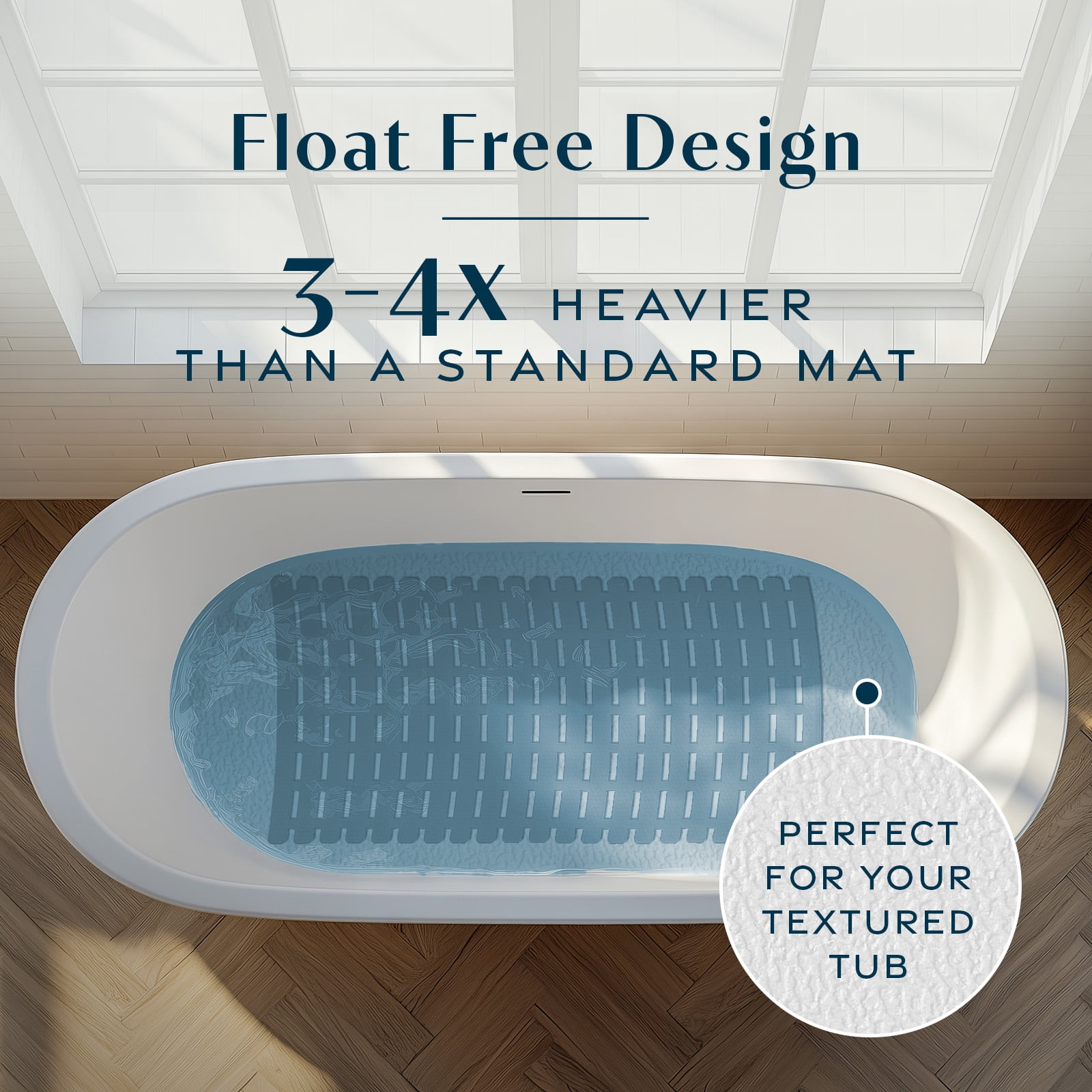 SlipX Solutions Weighted Non Slip Bath Mat | Safety Without Suction Cups, 31” x 15”