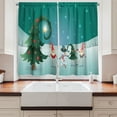 thumbnail image 2 of Ambesonne Elf Kitchen Curtains, Friendly Gnomes Winter Scene, 55"x45", Teal and Multicolor, 2 of 3