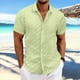 thumbnail image 1 of Blusa y camisa de manga corta con cuello vuelto para hombre, informal, de color liso, a cuadros, con botones, de manga corta, con cuello vuelto, blusas de poliéster para hombre, 1 of 6