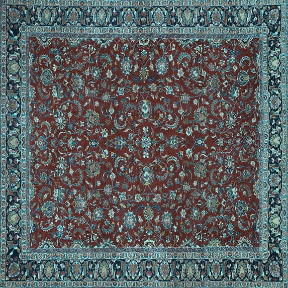 Ahgly Company Indoor Square Persian Light Blue Traditional Area Rugs, 3' Square