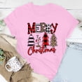 thumbnail image 2 of Honeeladyy Merry Christmas Shirts for Women Xmas Plaid Tree Letter Printed Shirt Top Short Sleeve Casual Graphic Print T Shirt for All Season Valentines Day Gift Pink XL, 2 of 5
