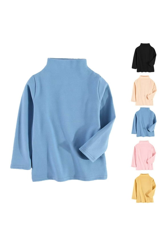 Kids Thermal Base Layer Solid Color Mock Neck Long Sleeve Warm Top Winter Indoor Wear