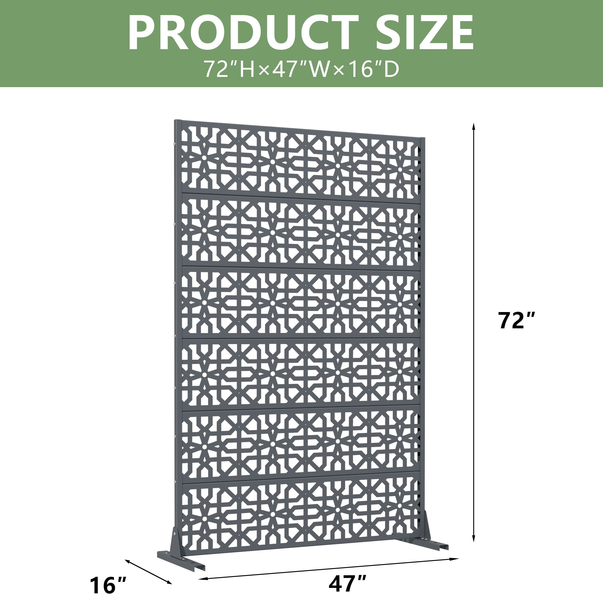 MAYEERTY 72*47in Outdoor Privacy Screen, Poolside Patio Metal Privacy Fence, Privacy Panel for Balcony, Backyard, Garden