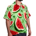 thumbnail image 2 of Watermelon Men's Short Sleeve Spread Collar Poplin Button Down Casual Printed Summer Beach Unisex Shirts, 2 of 6