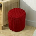 thumbnail image 4 of Cubierta Redonda Elástica, Taburete Redondo, Reposapiés Otomano, Fundas para Taburete para Sala de Estar de Oficina Vino rojo Soledad otomano cubre funda, 4 of 7