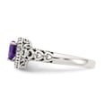 thumbnail image 3 of 925 Sterling Silver Polished Prong set Artisan Oxidized With 14k Amethyst Ring Size 8 Band Style-Ring for Women, 3 of 7