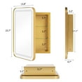 thumbnail image 3 of 24"x 16" Bathroom LED Mirror Medicine Cabinet with Lights, Recessed or Wall Mounted Bathroom Vanity Mirror with 2 Adjustable Storage Shelves, Defogger, Dimmable, Memory Function,Gold, 3 of 8