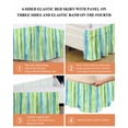 thumbnail image 5 of Green Yellow Striped Bed Skirt California King Size 18" Drop Abstract Art Watercolor Ombre Ruffled Wrap Around Bed Skirts Adjustable Elastic Bedskirt Dust Ruffle for California King Size Bed, 5 of 7