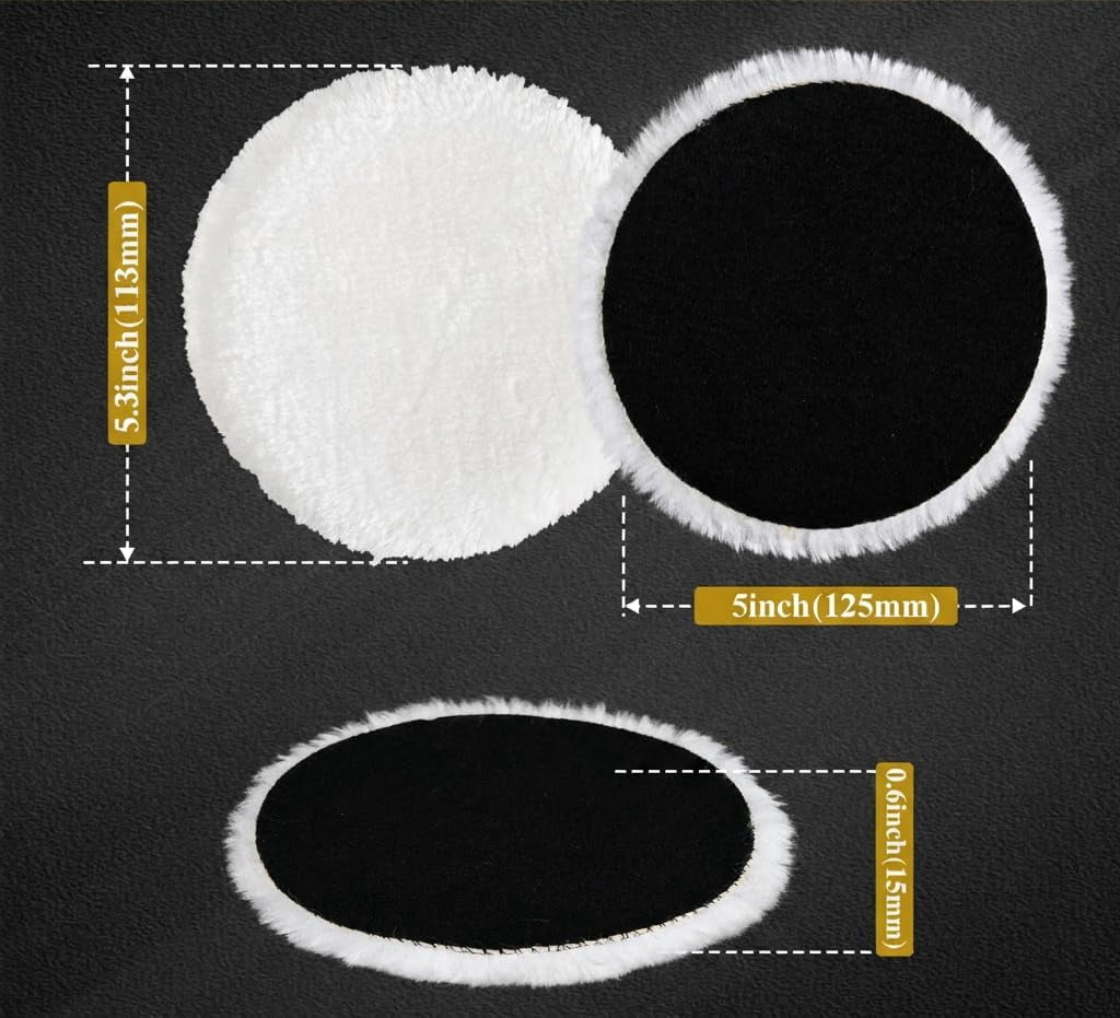 15-pack 5-inch wool polishing pad with hook-and-loop buffer wheel, suitable for orbital polishers, synthetic polishing machine wheels