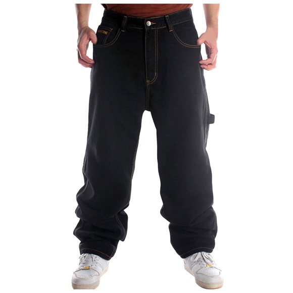Men's Jeans Male Street Style Dance Skateboard Pants Breathable Loose Hop Jeans Pantalon Jeans Homme Black 32