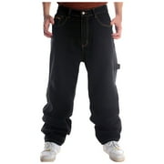 Men's Jeans Male Street Style Dance Skateboard Pants Breathable Loose Hop Jeans Pantalon Jeans Homme Black 32