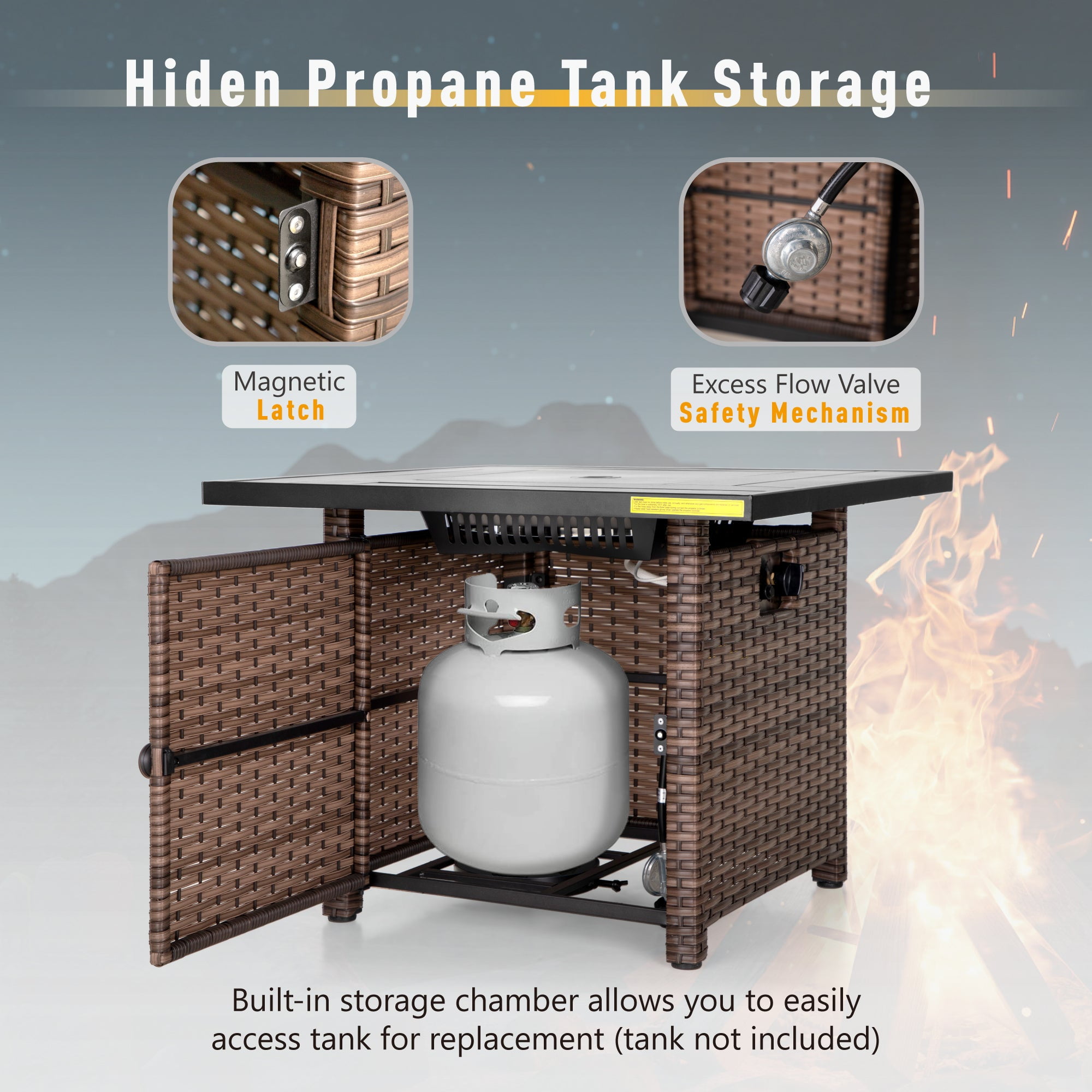 Sophia & William 32" Outdoor Patio Gas Fire Pit Table 50,000 BTU