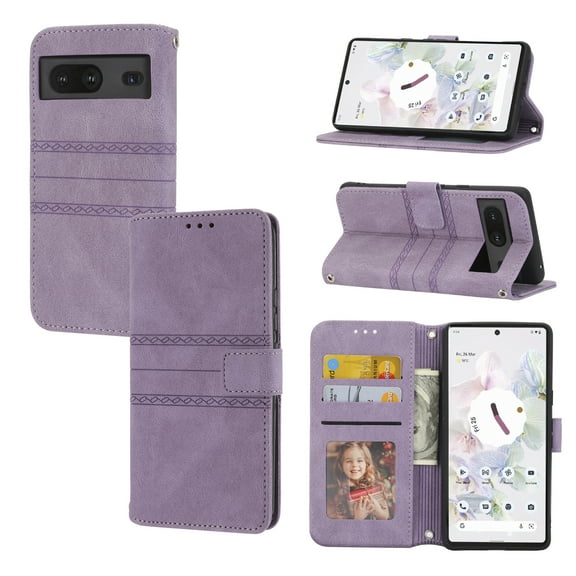 Mantto for Google Pixel 7 Pro Case, Magnetic Closure Flip Leather Wallet Case with Card Holder for Google Pixel 7 Pro 2022 Released, Purple
