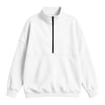 thumbnail image 5 of Horkkom Quarter Zip Sweatshirt for Women Solid Color Loose Pullover Long Sleeve Tops Casual Tunic Sweatshirt S, 5 of 5