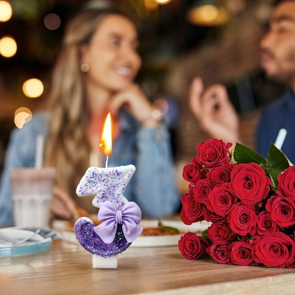 Oioii Purple Candle Birthday Candles Purple Butterfly Cake Decorations Sequins for Anniversary Celebrations Party Supplies, D