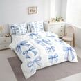 thumbnail image 3 of Feelyou Girly Blue Bowknot Twin Bedding Sets 7-Piece, Kawaii Princess Bow-tie Bedding Comforter Set, Cartoon Ribbon Style Reversible Sheet Sets, Microfiber Bedroom Decor, 3 of 7